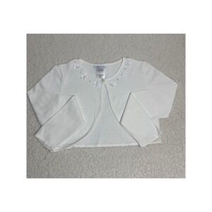 Bonnie Jean Girls XL White Bolero Shrug Floral Pearl Button Dress Topper